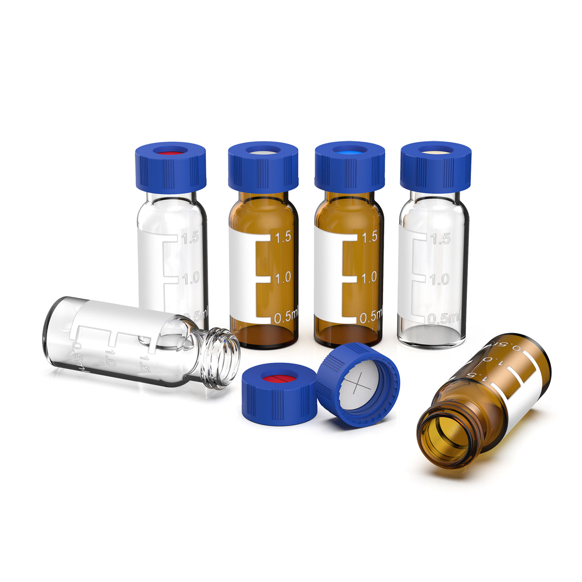 Screw Top Vial, 9mm 2mL, Amber Glass (Blue Cap)
