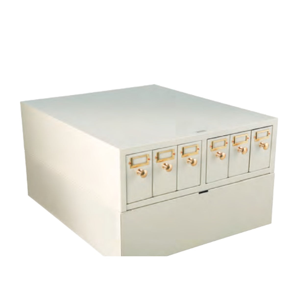 Slide storage cabinet, tan, 6 drawers